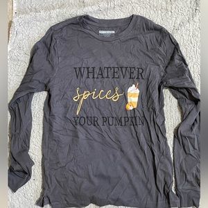 KITTENISH NWOT “Whatever Spices Your Pumpkin” Long-sleeve Fall Halloween tee SM